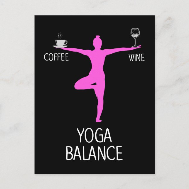 Yoga Wein und Kaffee Lover Postkarte (Vorderseite)