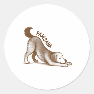 Yoga-Welpe nach unten gerichtete Hundepose-Meditat Runder Aufkleber