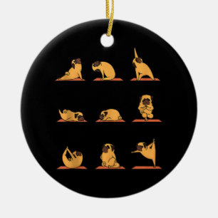 Yoga Welpe Yoga Mops Posen und Meditation Funny Mo Keramik Ornament