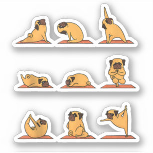 Yoga Welpe Yoga Mops Übungen und Meditation Lustig Aufkleber