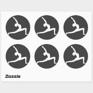 Yoga White Silhouette Posing Round Sticker