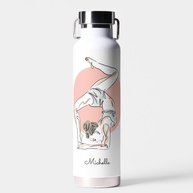 Yoga Woman individuelle Name Trinkflasche (Vorne)