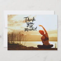 Yoga Women on Sunset Background Danke Karte