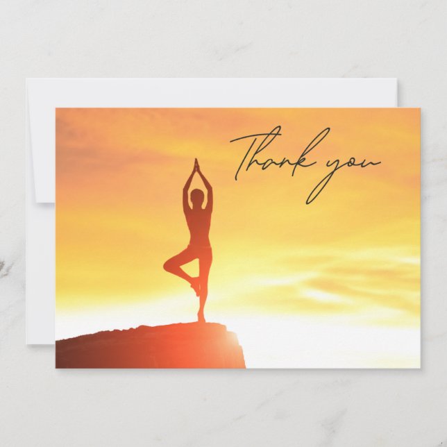Yoga Women on Sunset Background Danke Karte (Vorderseite)