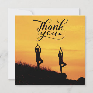 Yoga Women on Sunset Background Danke Karte