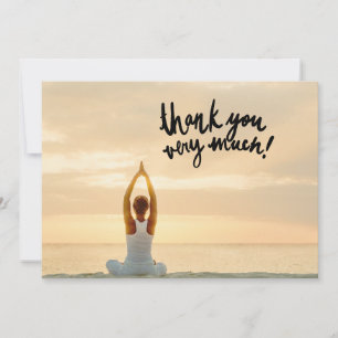 Yoga Women on Sunset Background Danke Karte