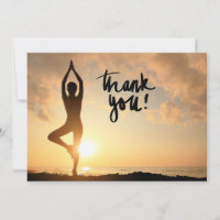 Yoga Women on Sunset Background Danke Karte