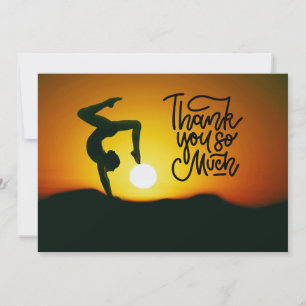 Yoga Women on Sunset Background   Thank You Card Dankeskarte