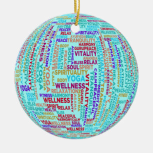 Yoga Word Cloud Keramik Ornament
