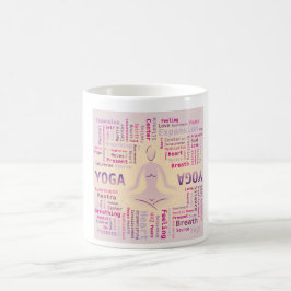Yoga Word Cloud Pink und Gelb Tasse