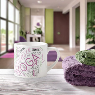 Yoga Word Cloud Plum/Green ID254 Espressotasse