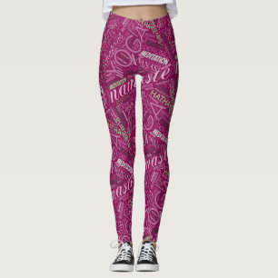 Yoga Word Cloud Plum/Green ID254 Leggings