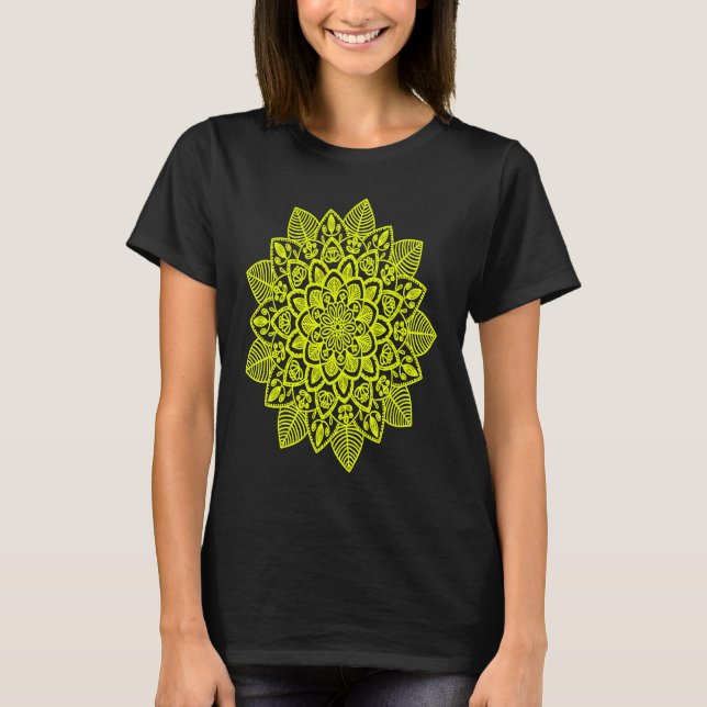 Yoga Workout Yellow Flower Mandala  for Mandala T-Shirt (Vorderseite)