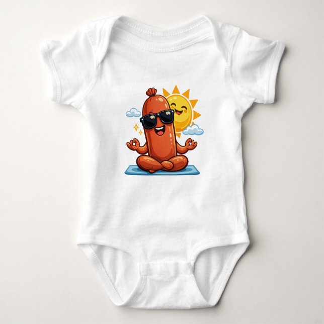 Yoga-Wurst Baby Strampler (Vorderseite)