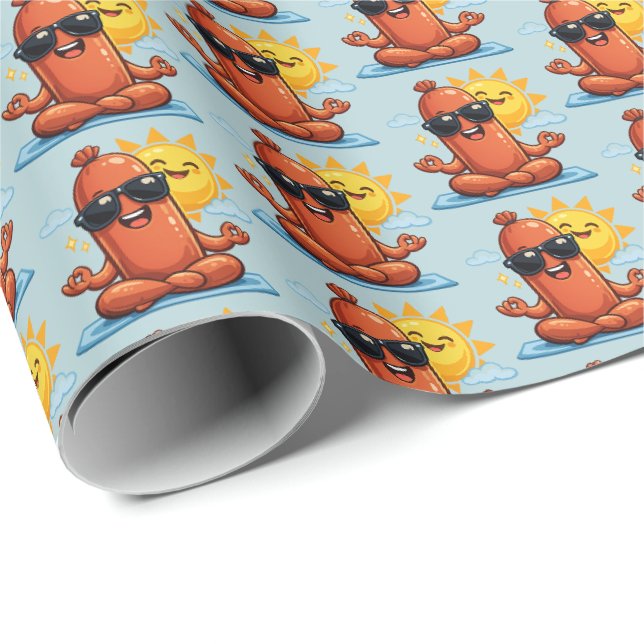 Yoga-Wurst Geschenkpapier (Rolleneckpunkt)