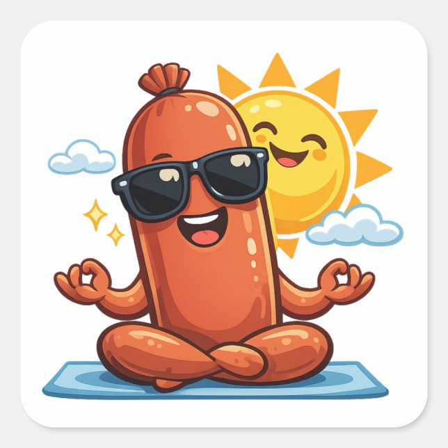 Yoga-Wurst Quadratischer Aufkleber (Vorderseite)