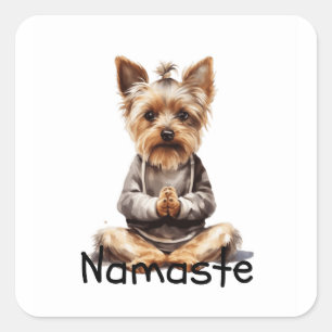 Yoga Yorki Quadratischer Aufkleber
