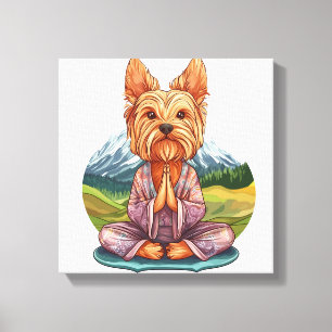 Yoga Yorkie � Lustiger meditierender Hund Leinwanddruck