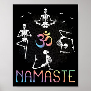 Yoga Zen Halloween Namaste Skelette Hexen Meditati Poster