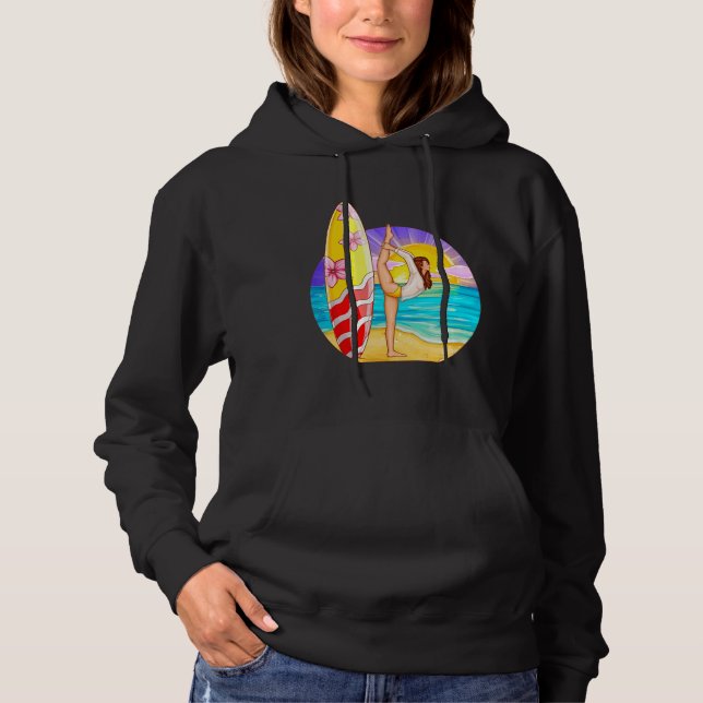 Yoga Zen Meditation Niedliches Surfen bei Frauen Hoodie (Vorderseite)