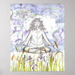 Yoga Zen Meditation Wilde Iris Blume Poster