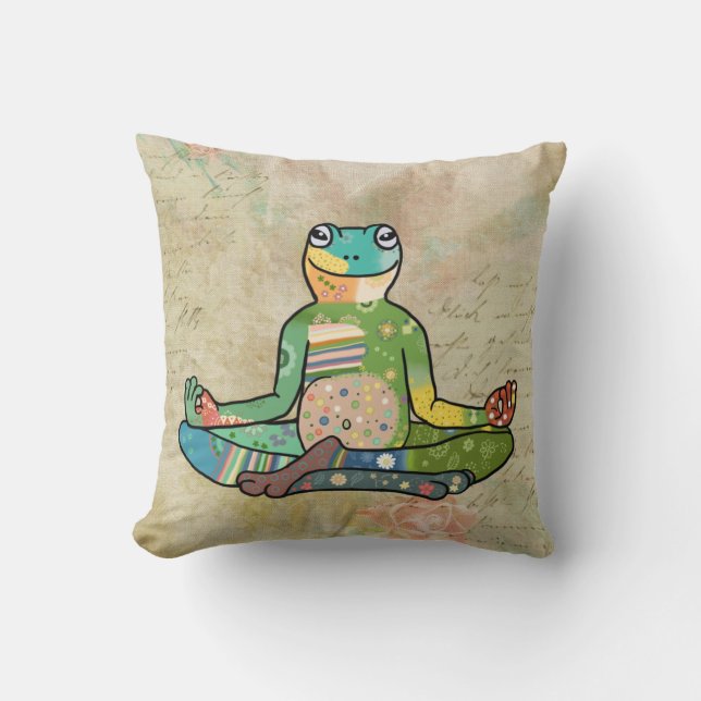 Yogafrosch Kissen (Vorderseite)