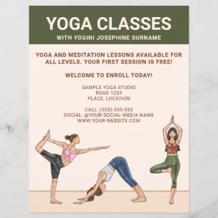 Yogakurse Yogalehrer Meditationsunterricht Flyer