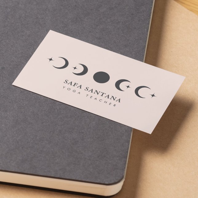Yogalehrer Moon Phases rot pink Visitenkarte (Von Creator hochgeladen)
