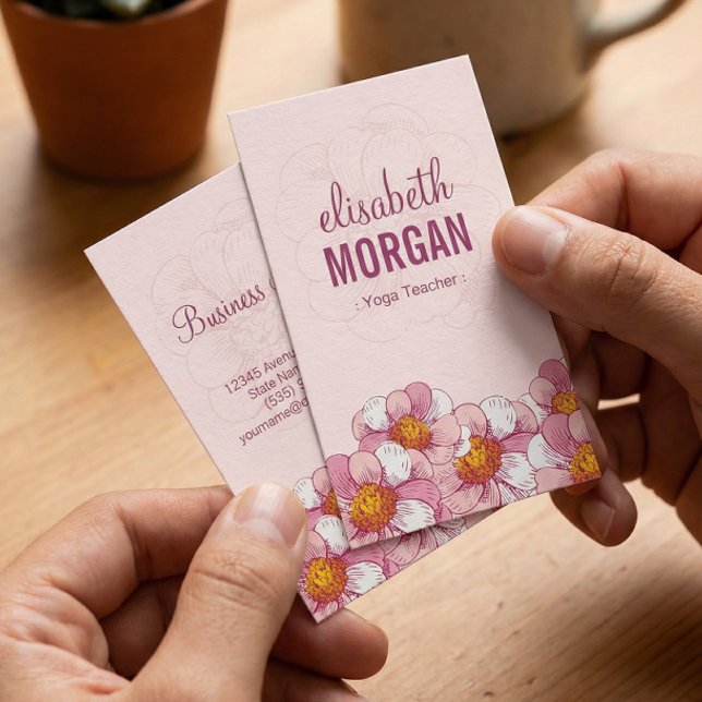 Yogalehrer - Rosa Boutique Blume Visitenkarte (Von Creator hochgeladen)