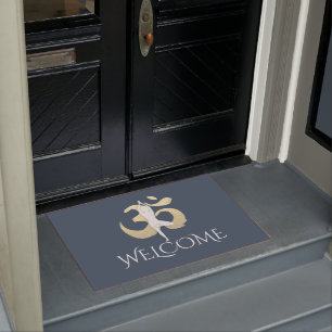 Yogalehrer Welcome Mediation Pose OM Symbol Fußmatte