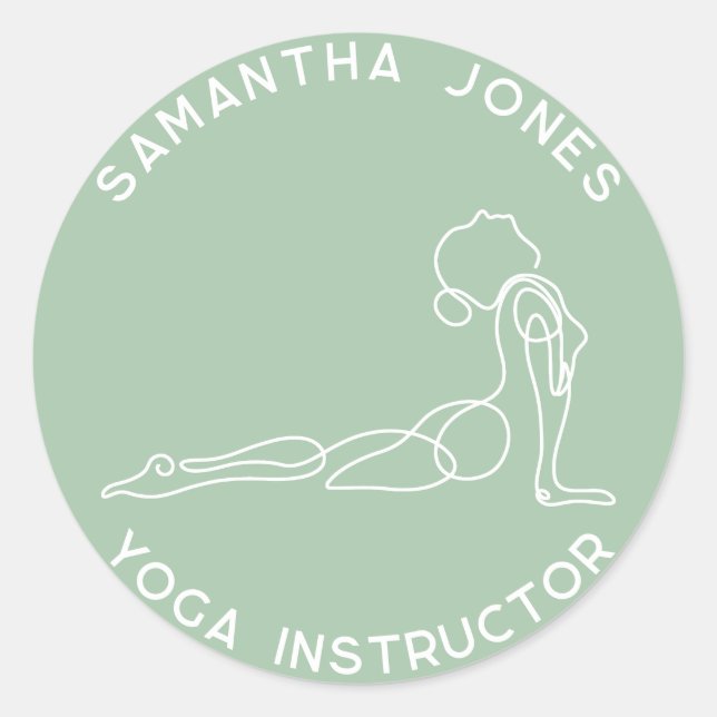 Yogalehrer Yogi Pose Modernes Studiogeschäft Runder Aufkleber (Vorderseite)