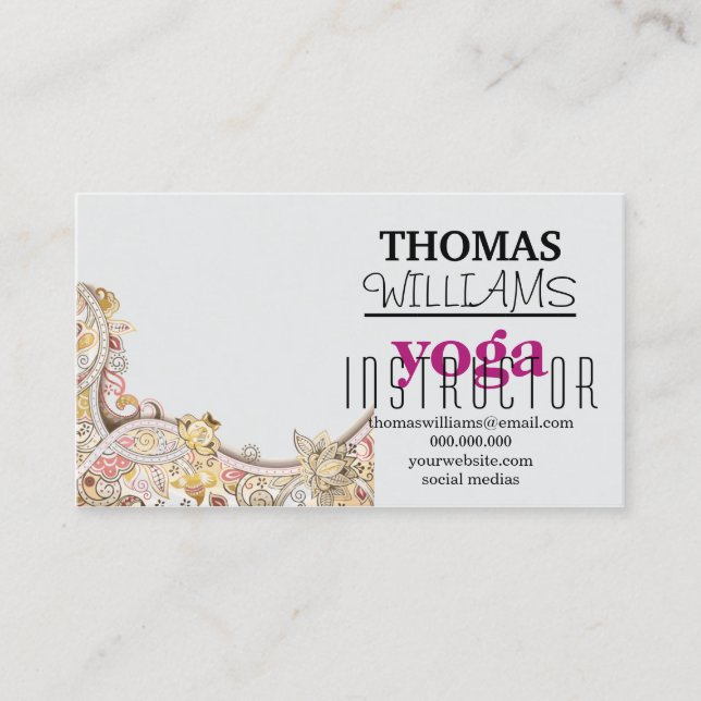 Yogalehrerin Mandala Henna zur Illustration Visitenkarte (Vorderseite)