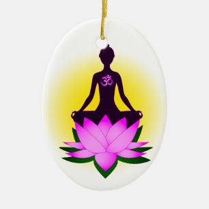 Yogameditation in der rosa Lotos-Blume Keramik Ornament