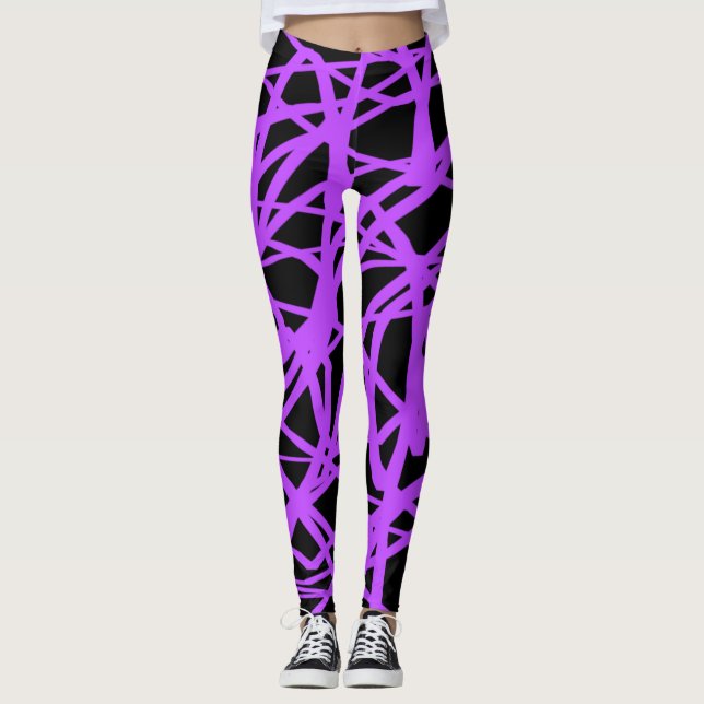 Yogapflanzen in Schwarz und Violett Leggings (Vorderseite)