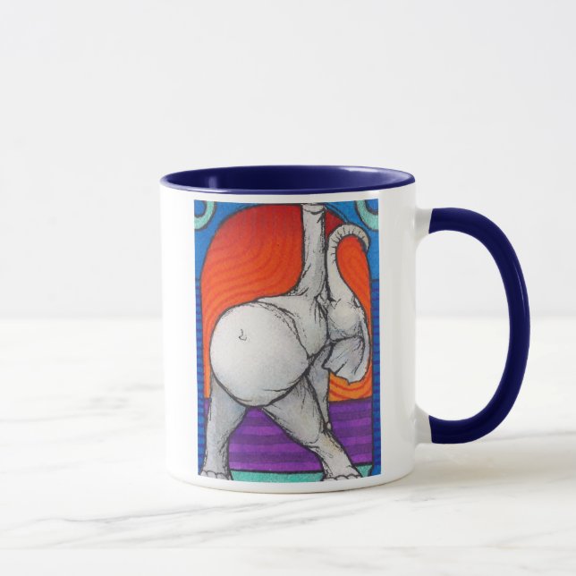 Yogaphant 2 blaue behandelte Wecker-Tasse Tasse (Rechts)