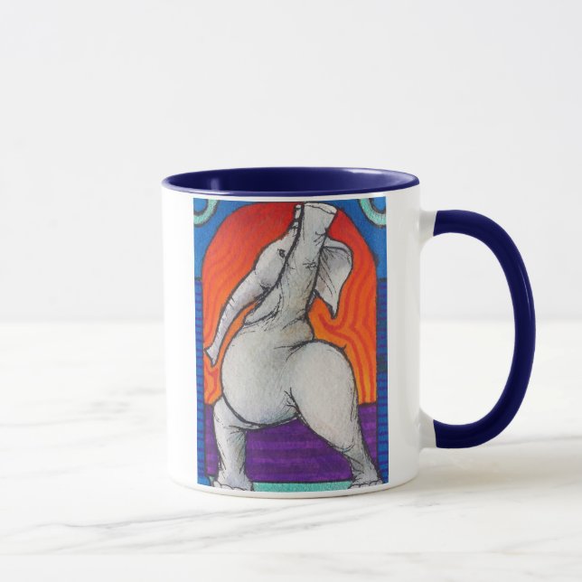 Yogaphant 4 blaue behandelte Wecker-Tasse Tasse (Rechts)