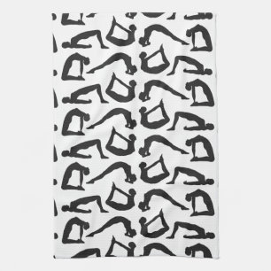 Yogapositionen Silhouetten Geschirrtuch