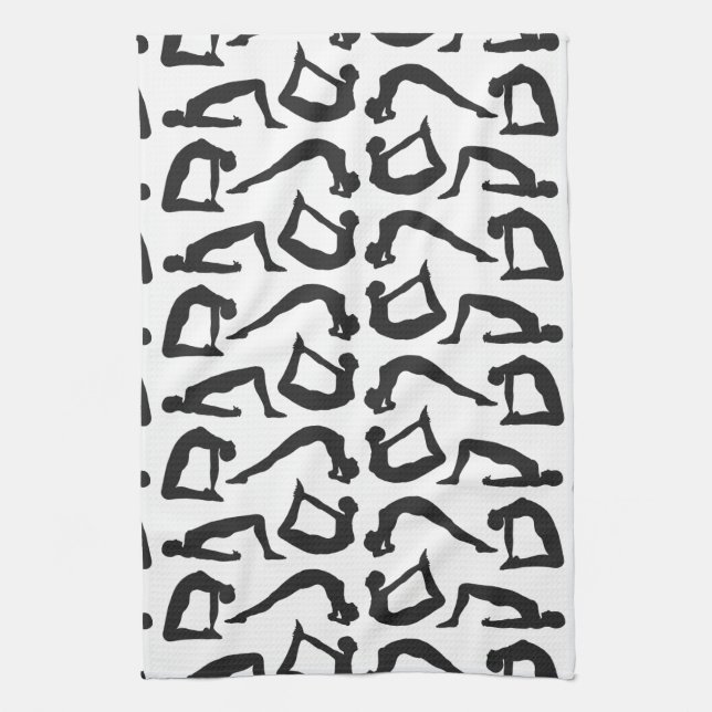 Yogapositionen Silhouetten Geschirrtuch (Vertikal)