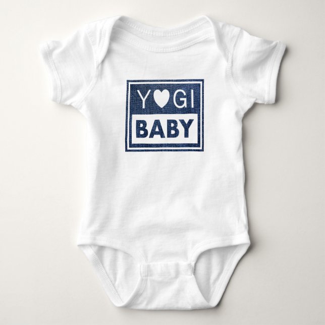 Yogi-Babybodysuit mit Jeans-Muster Baby Strampler (Vorderseite)