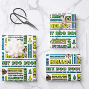 Yogi Bären's Picnic Quotes & Fun Phrases Muster Geschenkpapier Set