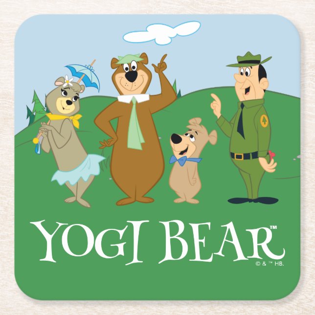 Yogi Bear and Friends Classic Pose Rechteckiger Pappuntersetzer (Vorderseite)