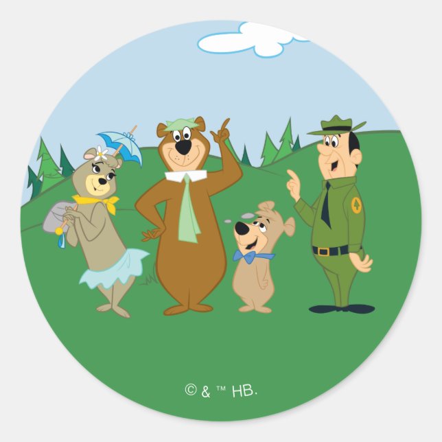 Yogi Bear and Friends Classic Pose Runder Aufkleber (Vorderseite)