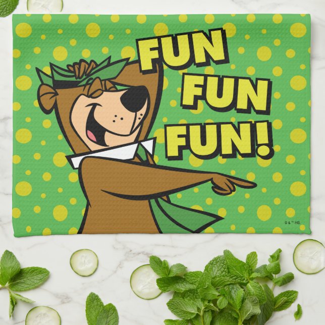 Yogi Bear Fun Fun Fun Geschirrtuch (Gefaltet)