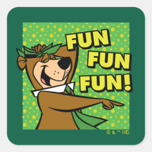 Yogi Bear Fun Fun Fun Quadratischer Aufkleber