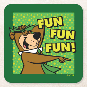 Yogi Bear Fun Fun Fun Rechteckiger Pappuntersetzer