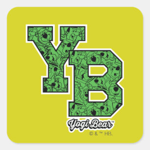 Yogi Bear Gemustert Varsity Letters Quadratischer Aufkleber