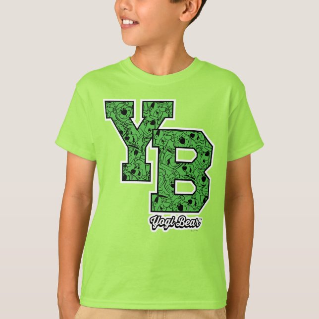 Yogi Bear Gemustert Varsity Letters T-Shirt (Vorderseite)