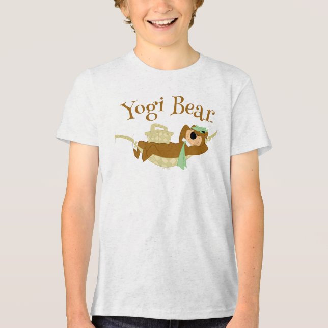 Yogi Bear Picnic Hammock Nickerchen Time Tri-Blend Shirt (Vorderseite)