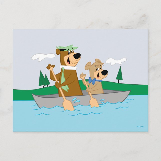 Yogi Bear und Boo Boo Fun Kanuabenteuer Postkarte (Vorderseite)
