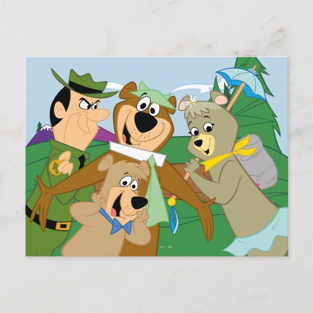 Yogi Bear und Friends Gerahmt Forest Picture Postkarte (Vorderseite)